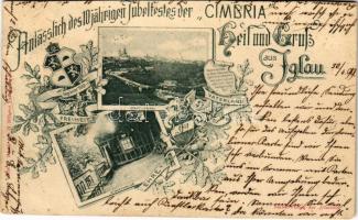 1899 (Vorläufer) Jihlava, Iglau; Anlässlich des 10 jährigen Jubelfeste der Cimbria. Heil und Gruss a...