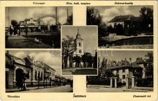 1940 Szerencs, Cukorgyár, Római katolikus templom, Rákóczi kastély, Városháza, Tisztviselői lak. Schönfeld Zoltán kiadása (EK)