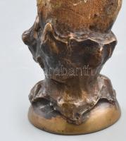 Őskori fosszília. Emlős megkövesedett foga. Zoltán Tamás ötvős művész által bronzba foglalva rusztik...