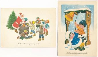 20 db MODERN magyar retro grafikai üdvözlő képeslap. Képzőművészeti Alap: Karácsony / 20 modern Hung...