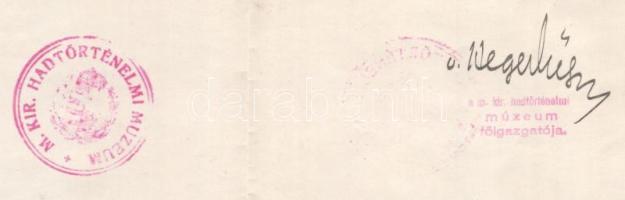 1928-1932 M. Kir. Hadimúzeum / M. Kir. Hadtörténelmi Múzeum gépelt adományt megköszönő levele Busch ...