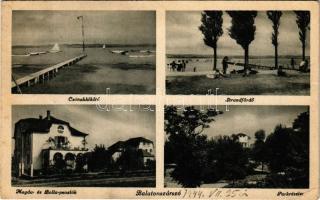 1944 Balatonszárszó, Csónakkikötő, Strandfürdő, Magda és Balla penziók, Park (EK)