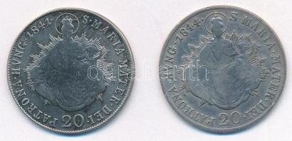 1841B 20kr Ag "V. Ferdinánd" + 1844B 20kr Ag "V. Ferdinánd" T:F patina Hungary 1...