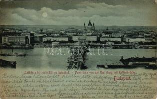 1898 (Vorläufer) Budapest, Lánchíd, látkép a királyi palotától (EK)