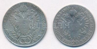 Ausztria 1826A 20kr Ag "I. Ferenc" + 1835A 20kr Ag "I. Ferenc" T:F patina. ph. A...