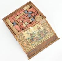 Horgony-építőkő-szekrény. Richters Anker Steinbaukasten aus der Fabrik. Feltehetőleg nem teljes, ere...