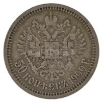 Orosz Birodalom 1900. 50k Ag "II. Miklós" kapszulában T:VF,F patina Russian Empire 1900. 5...