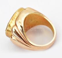 14k arany (Au) gyűrű az Erzsébet híd sziluettjével, karneol köves berakással. 1963 Az új Erzsébet hí...