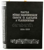 Magyar műszaki parancsnokságok, csapatok és alakulatok a világháborúban. Szerk.: Jacobi Ágost. Bp., 1938, Közlekedési Nyomda Kft., (8)+814 p. Gazdag fekete-fehér képanyaggal illusztrálva. Kiadói egészvászon-kötés, jó állapotban, a borítón némi kopással, helyenként minimálisan foltos lapokkal.