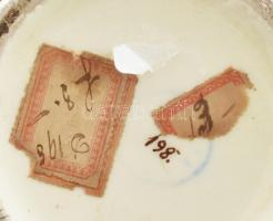 cca 1880-1890 Hollóházi díszkancsó, egész testén gazdagon elterülő kézzel festett virágmintákkal. Ko...