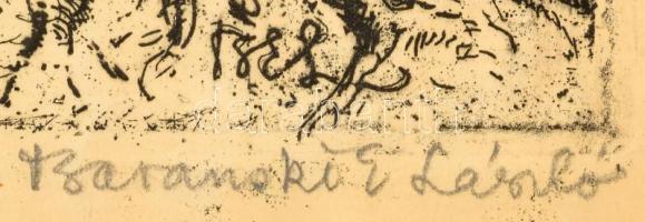 Baranski Emil László (1877-1941): Híd a folyó felettt. Rézkarc, papír, jelzett. Üvegezett, fa keretb...