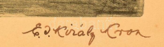 Krón Béla (1884-1965): Genova rézkarc, papír, jelzett, üvegezett fakeretben. 27x23 cm