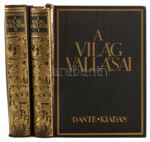 Szimonidesz Lajos: A világ vallásai. I.-II. köt. [Komplett]. I.: Primitív és kultúrvallások. Iszlám és buddhizmus. II.: Zsidóság és kereszténység. Bp., [1928], Dante, 306+(14) p.+ 56 t.+ 1 térkép; 318+(21) p.+ 57 t. Gazdag szövegközi és egészoldalas képanyaggal. Kiadói gazdagon aranyozott egészvászon-kötés, sérült gerinccel, belül nagyrészt jó állapotban, néhány kijáró lappal.
