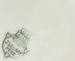 Zsolnay váza, kézzel festett, matricás, nyakán bordázott, jelzéssel, m: 14,5 cm