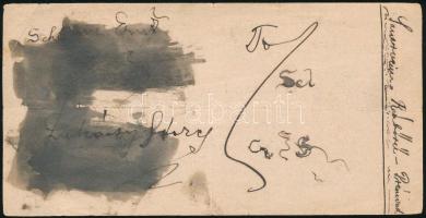 cca 1900-1910 Wolf Jakab férfi szabó (Bp. IV., Kossuth Lajos-u. 22.) számolócédula, hátoldalán felje...