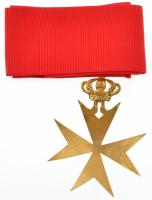 DN "Magyar Máltai Szövetség Koronás Középkeresztje" fém kitüntetés, miniatűrrel T:VF zomán...