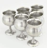 Skurdal Pewter svéd pohár szett, jó állapotban, 6 db, m: 10 cm