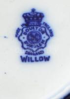 cca 1885 Royal Doulton Willow kínaizáló kínálótál, máz alatti kobalt festéssel, jelzéssel, kis kopás...
