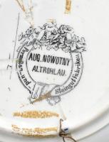 cca 1850 August Nowotny Altrohlau máza alatti kobalt festéses virágmintás mélytányér, jelzéssel, kis...