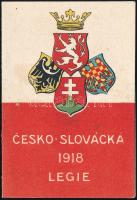 1918 A Csehszlovák Légió kártyanaptára, kinyitható, jó állapotban, 2 sztl. lev., 11x7,5 cm. (A Csehszlovák Légió az I. világháború alatt alakult fegyveres erő volt, amely az Osztrák-Magyar Monarchiából származó cseh és szlovák emigránsokból, az antant oldalára átállt önkéntesekből, valamint a Cs. és Kir. Hadseregből dezertált katonákból állt össze. 1917-ben Oroszországban, majd Franciaországban szerveződtek önálló alakulataik; 1918. tavaszán pedig Olaszországban is. A cseh és szlovák függetlenségi törekvések mellett azt antant hatalmak szövetségeseként részt vettek az orosz polgárháborúban is.) / 1918 Czechoslovak Legion (Česko-slovácká legie) calendar card from WWI, in good condition.