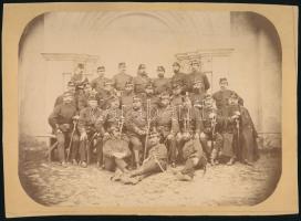 cca 1870 Öreg honvédeket ábrázoló katonai csoportkép 21x15 cm