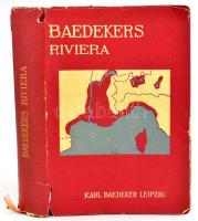 Karl Baedeker: Die Riviera das südöstliche Frankreich. Korsika. Leipzig, 1930, Karl Baedeker, XXXII+504 p. Térkép-mellékletekkel. Német nyelven. Kiadói aranyozott egészvászon-kötés, eredeti , kissé sérült papír védőborítóban!