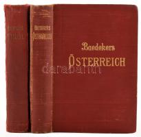 Karl Baedeker: Tirol, Voralberg und Teile von Salzburg und Kärnten. Handbuch für Reisiende. Leipzig, 1923, Karl Baedeker, XL+512 p. 37. kiadás. Német nyelven. Kiadói aranyozott egészvászon kötés, ragasztott gerinccel + hozzá:  Karl Baedeker: Österreich Handbuch für Reisiende. Leipzig, 1926, Kopott egészvászon kötésben