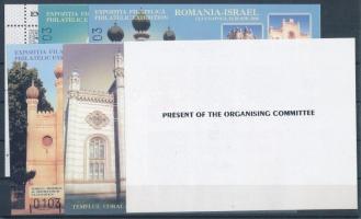 2000/E3 Románia-Izrael bélyegkiállítás 6 db-os erdélyi kiadású emlékív garnitúra ajándék változat, azonos sorszámmal (50.000) / souvenir sheet collection of 6