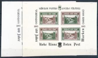 1995/E1a Erdélyi kiadású Hohe Rinne centenárium emlékív cromalin pár színes és fekete-fehér nyomata / souvenir sheet collection cromalin pair