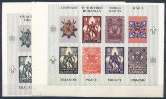 2000/E10 Trianon - Cserkész erdélyi kiadású cromalin emlékív pár - színes és fekete fehér nyomata / souvenir sheet cromalin pair