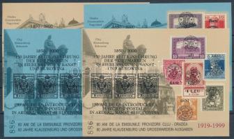 2000/E8a+b / 9a+b 150 éves a bélyeg Erdélyben, Bánátban és Bukovinában 4 db-os erdélyi kiadású emlékív garnitúra / souvenir sheet collection of 4