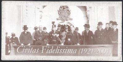 2001 Civitas Fidelisssima (1921-2001). (Az 1921-es soproni népszavazás 80. évfordulójára). Előszó, facsimile füzet és 12 db reprodukció, kiadói papírmappában, 21,5x10,5 cm.