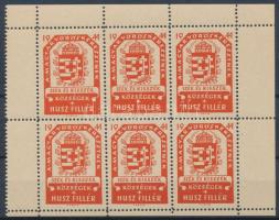 1944 Szék és Kisszék községek (Erdély) a Magyar Vöröskeresztnek 20f adománybélyegek, 6-os kisíven / charity stamps in mini sheet of 6