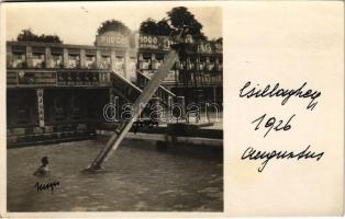 1926 Budapest III. Csillaghegy, strand, fürdőzők, csúszda, Purgo reklám. photo