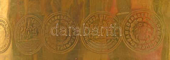 1879, Orosz Birodalom, Gornin Gyár, Tula, Antik bronz szamovár. Dátumozott pecsétekkel hitelesített ...