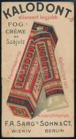 cca 1910-1920 Kalodont fogkrém és szájvíz, színes litho számolócédula, kissé viseltes
