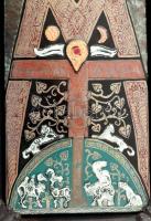 Ifj. Kátai Mihály (1935-2020): Mária a kisdeddel. Tűzzománc kép, hozzáillő bronzlemezzel fedett kere...