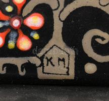 Ifj. Kátai Mihály (1935-2020): Mária a kisdeddel. Tűzzománc kép, hozzáillő bronzlemezzel fedett kere...