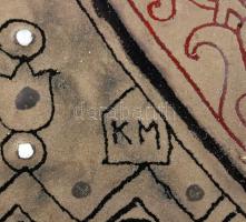 Ifj. Kátai Mihály (1935-2020): Mária a kisdeddel. Tűzzománc kép, hozzáillő bronzlemezzel fedett kere...