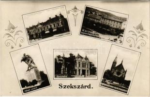 Szekszárd, Garay tér, M. kir. országos selyemtenyésztési főfelügyelőség, Hősök szobra, emlékmű, Városháza, Újvárosi római katolikus templom