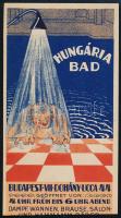 cca 1920-1930 Hungária Bad (Bp. VII. Dohány-ucca 44.), német nyelvű számolócédula, alja vágott