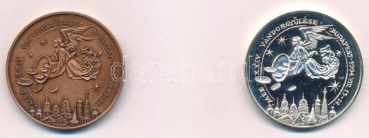 Lebó Ferenc (1960-) 1994. "MÉE XXIV. Vándorgyűlése Budapest / Kossuth Lajos halálának 100. évfordulójára" bronz és Ag emlékérem pár (35,97g/0.835/42,5mm) T:UNC,AU (PP) patina
