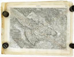 cca 1916 12 db katonai térkép, nagyrészt osztrák területek. 1:75 000 Tolmein, Bischoflack und Idira, Adelsberg, Görz und Gradisca