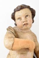 Puttó. cca XVIII. sz., feltételezhetően magyar szobrász, faragott fa, restaurálva, sérüléssel. M: 49...