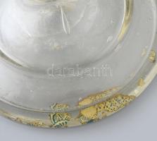 Felvidék, 18. sz. második fele, asztalközép hutaüveg. Kehely talpon hólyagszerű díszítéssel, fodrosí...