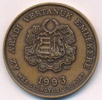 Bognár György (1944-) 1993. "MÉE Gyöngyösi Csoport - Aradi Vértanúk / Aulich Lajos" bronz ...