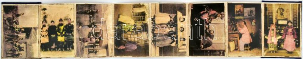 Régi fotók a Csing dinasztia korából. 12 kínai életkép reprodukciót tartalmazó leporelló cca 1950 11...