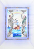 1930 Ribáry Ernő (?-1930) egyedi készítésű emlékkönyve. Nagyméretű, dekoratív bőrkötésű, zsinórfűzés...