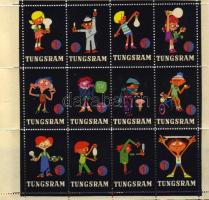 12 klf Tungsram levélzáró kisív + ua. vágott sorozat