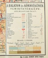 cca 1910 A Balaton és környékének turistatérképe, 1:150,000, rajzolta és metszette: Schubert Ignác, ...